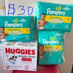 $30 Pampers Size 2 And Wipes