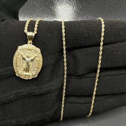 10K Gold Saint Jude Design With 10K Gold Necklace