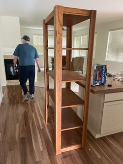 Five-Tier Oak Wood Bookcase in Medium Brown
