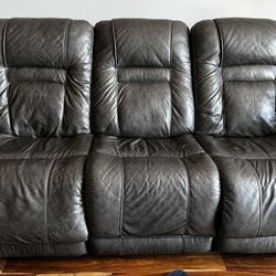 Leather Recliner Sofa with Lumbar Support - Automatic 