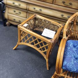 Mid-century side tables. Tiki, rattan