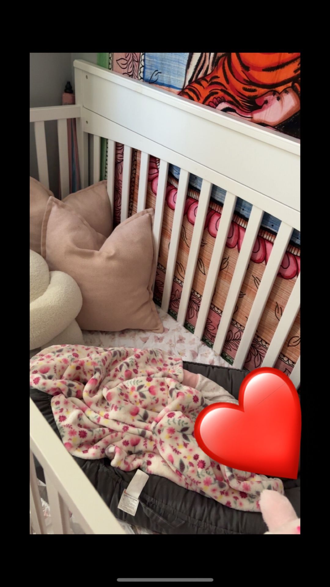 white full size baby crib with mattress