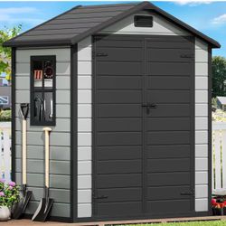 ❤️‍🔥6x4 FT Resin Storage Shed with Reinforced Floor
