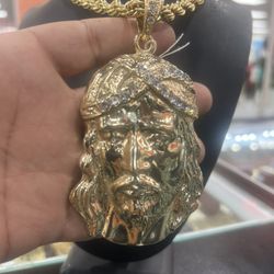 Large Jesus Pendant with 24” Rope Chain 