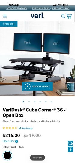 VariDesk Cube Corner 36 Adjustable Standing Desk Converter – Corner/L-Shaped Desk
