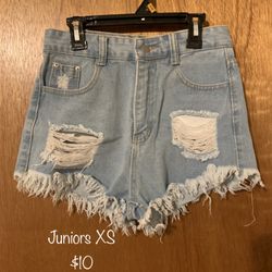 Lite Denim Ripped Up Frayed Short Shorts