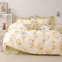 New Floral Cotton Queen Duvet Cover Set 3Pcs Comforter Cover 2 Pillowcases Bedding Set