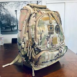ARMY Military / Hiking Backpack 20.5” with Multi Zippered Compartments and Pockets. Multi Straps