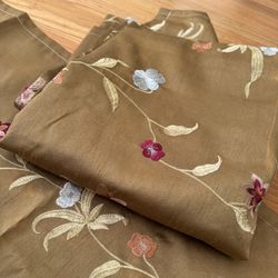 2 Floral Embroidered Curtains