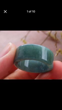 Certificate Jadeite jade protection luck thick Ring Size10.25