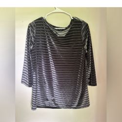 Jones New York Gray Ribbed 3/4 Sleeve Blouse Jones New York 