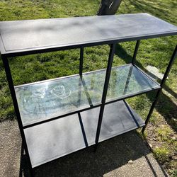 Black metal and glass shelf