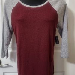 Wet Seal Baseball Raglan T-Shirt Sz XL Cordovan Gray 3/4 Sleeve Top  NEW