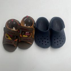 Toddler Shoes Size 6 Lot Crocs C6 Disney Mickey Mouse Sandals Kids Bundle