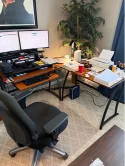 Computer desk and bookcase