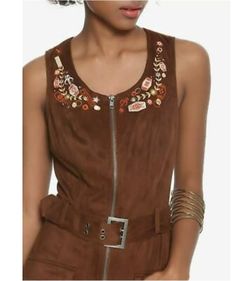 Star Wars Hans Solo- Size Md, brown suede, belted dress with pockets and embroidered detail.  