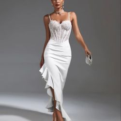 White Lace Corset Dress 