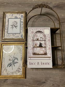 Wall shelf and floral decor frames