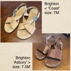 (2) Brighton Sandals Size 7.5 & 7 Dark & Light Brown/Beige