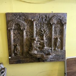 Vintage Bas-Relief Wall Sculpture with Arches and Columns