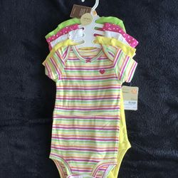 NWT Carter’s 5 pack cotton short sleeves bodysuits  girl  12M