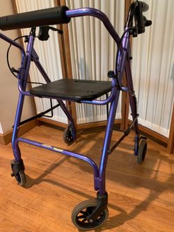 4-Wheel Rollator Walker with Seat & Hand Brakes – Purple –