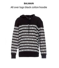 Balmain Paris All Over Logo Black Hoodie