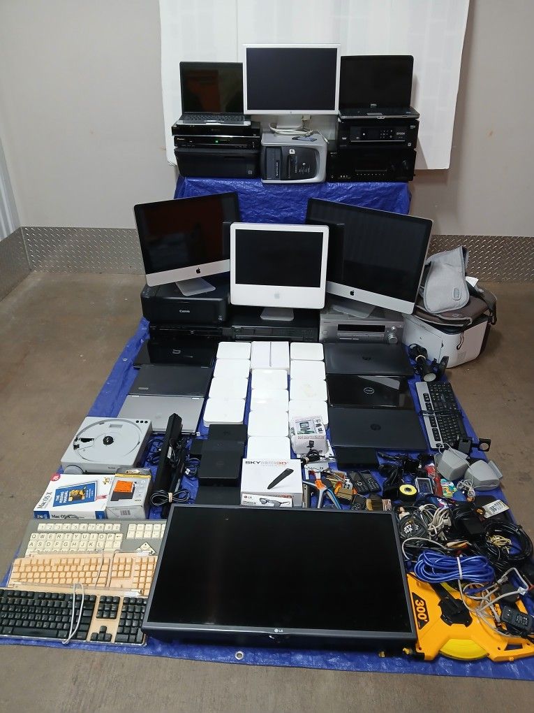 Wholesale Lot of Laptops Desktops Routers Printers Apple Imacs Tools & Recievers Take All One Price