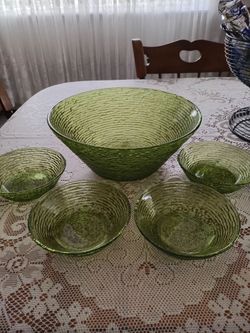 Vintage large salad bowl and serving bowls