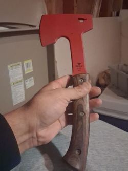 Buck 106 compare axe 3inch red blade with walnut handle
