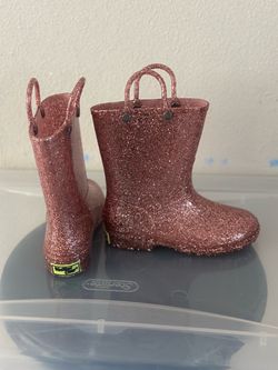 Kids Pink Glitter Rain Boots Size 12