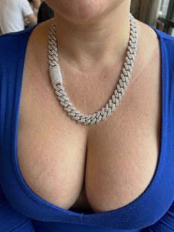 Pass Diamond Tester VVS 15mm Moissanite Diamond Cuban Link Chain Top Quality