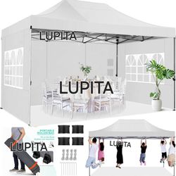 10x15 HEAVY DUTY Pop up Canopy Gazebo, Easy up Canopy with Removable Sidewalls, High Stability, All Weather Sunshade  Waterproof Outdoor Canopy Shelte