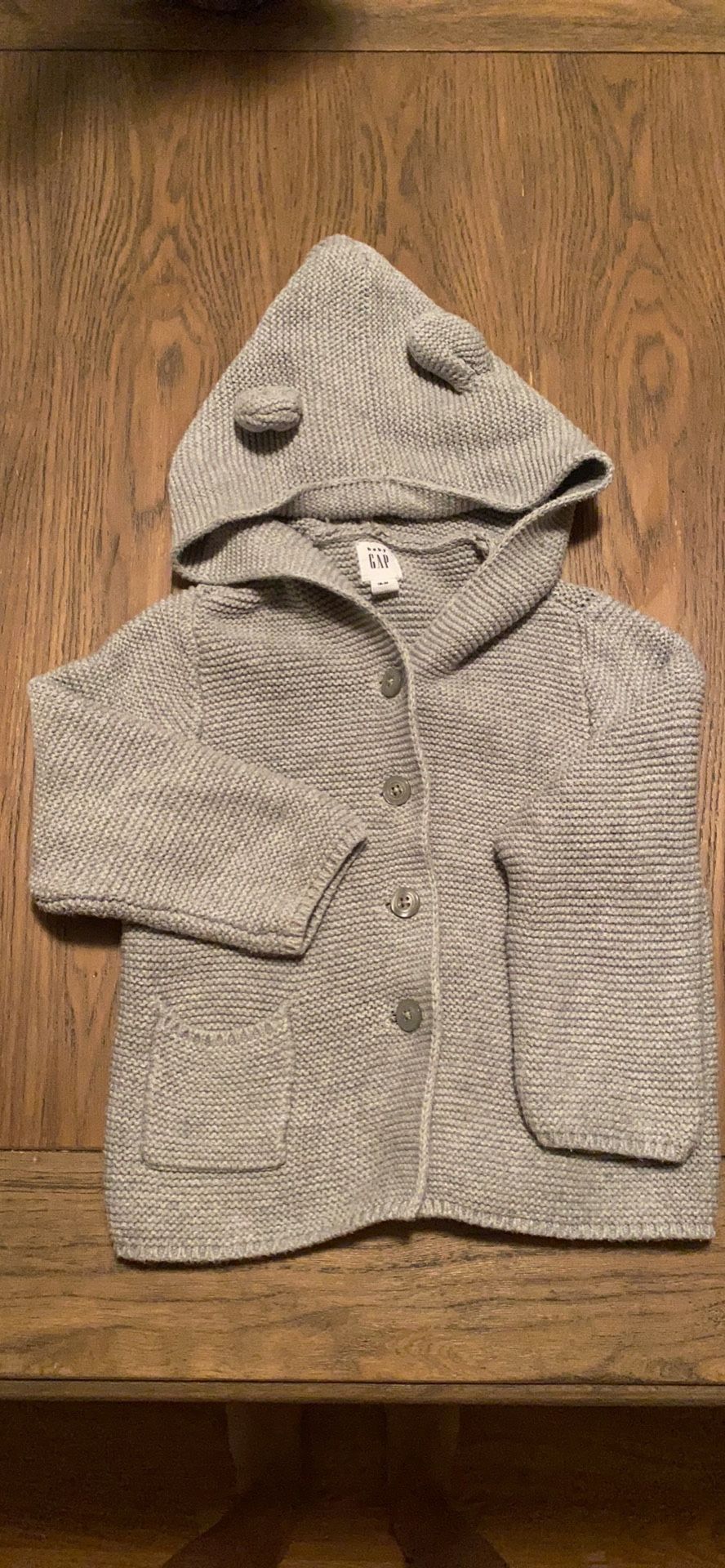 Gap 18-24 Months Gray Baby Bear Cardigan