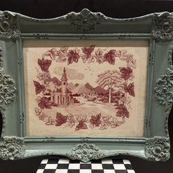 Cross Stitch Portrait English Port Town Scene 22”x18” - Frame is not wood