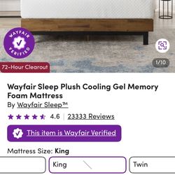 NEW King Mattress – Cooling Gel Memory Foam
