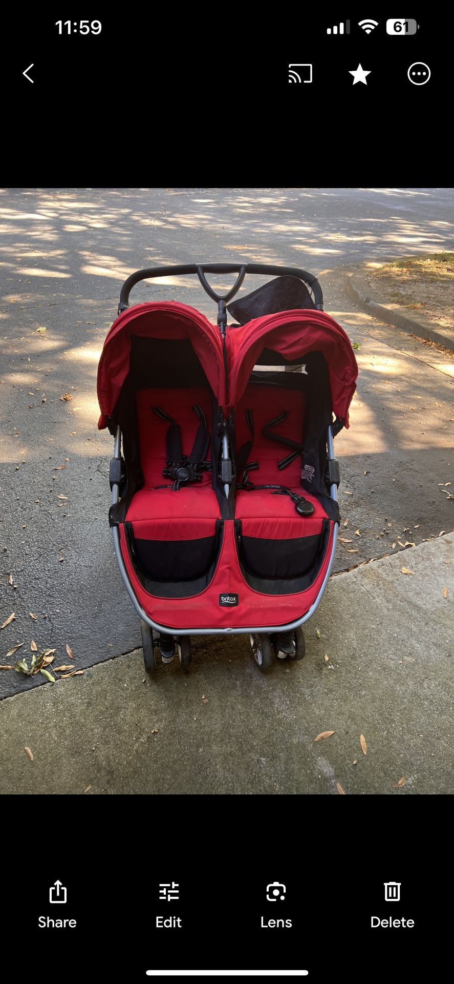 Red Britax Double Stroller 