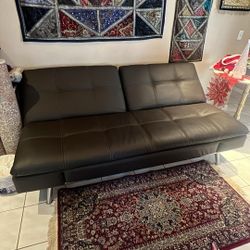 Leather foldable Sofa Bed loveseat futon