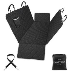 Dog Car Seat Cover for Back Seat 100% Waterproof, Long-Lasting and Soft Nonslip Backseat Dog Cover for Cars, SUVs and Trucks (Black-White, Standard (5