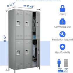 ✌️ 6 Doors Metal Lockers for Employees with Lock,Metal Storage Locker for Employees for School,Office, Gym,Home,Assembly Required,6 Doors Light Grey