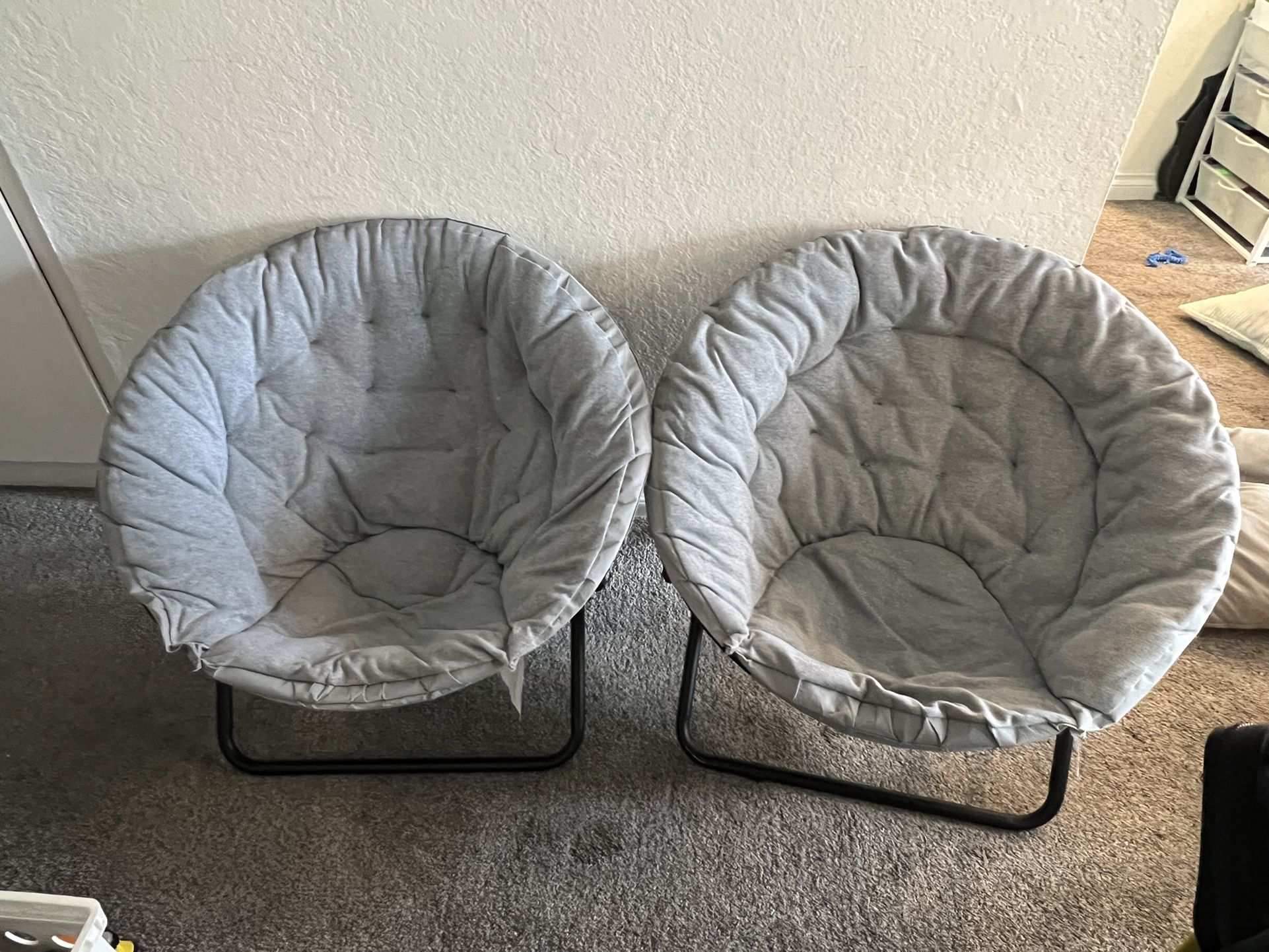 2 Grey Saucer Chairs