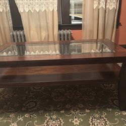 Beautiful wooden glass top display coffee table
