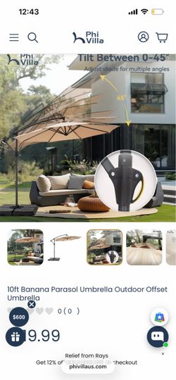 Phi Villa 10ft Outdoor Offset Cantilever Umbrella