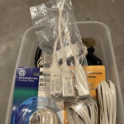 A box of different Modular Line Cords, plugs, wall jacks & inline DSL filters-$29