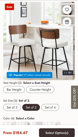 Faux Leather Upholstered Swivel Counter/Bar Stools Set of 2