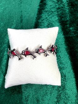 14 Karat White Gold Plated Simulated Ruby Bracelet
