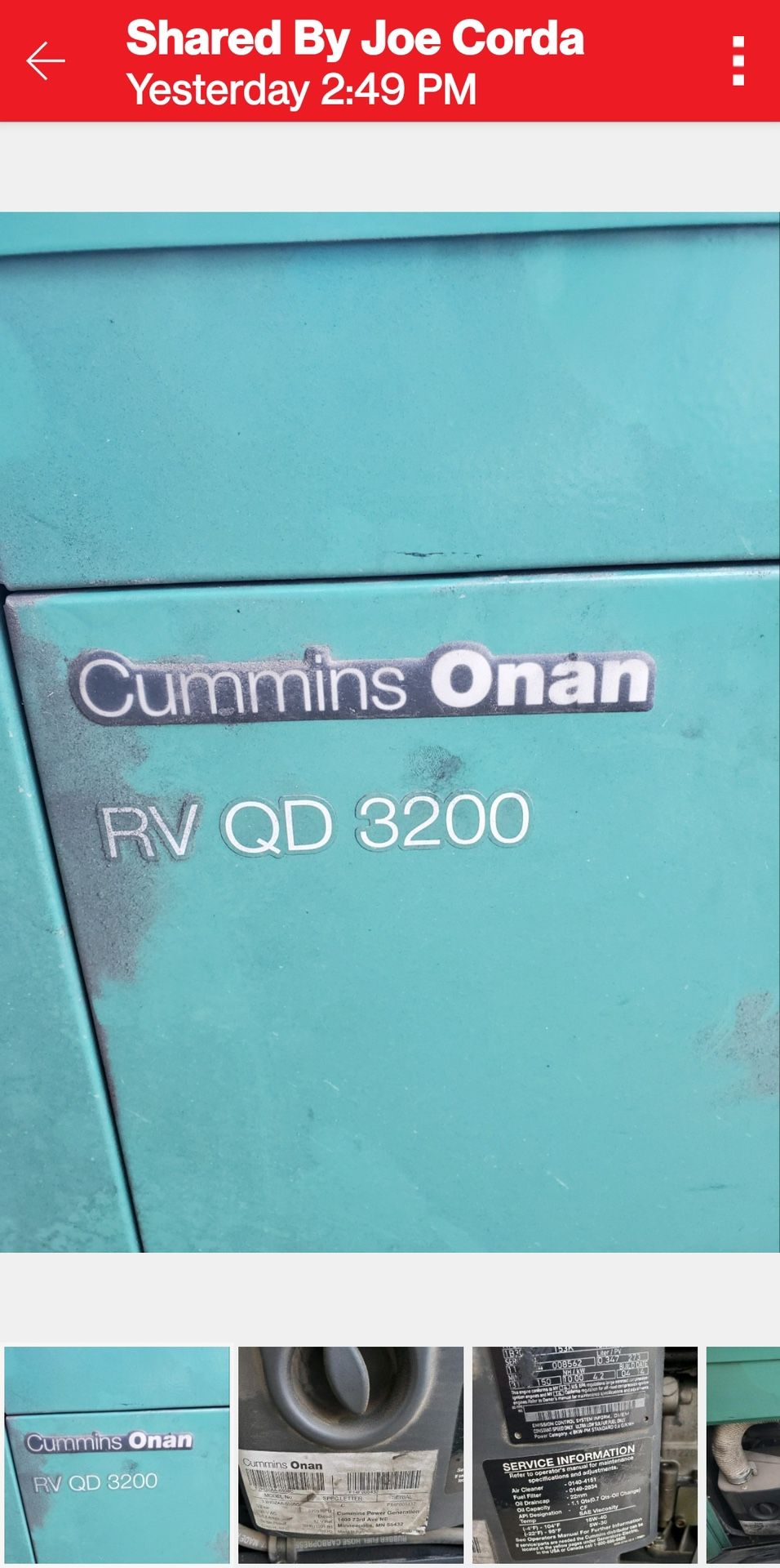 Cummins Onan RV QD 3200 (RV Diesel Generator) for Sale in Mesa, AZ