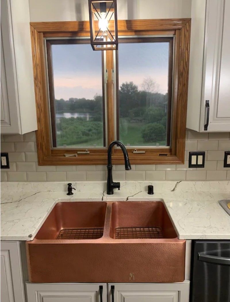 Copper Farmhouse Apron-Front Kitchen Sink – 33" x 22" (Double Bowl)