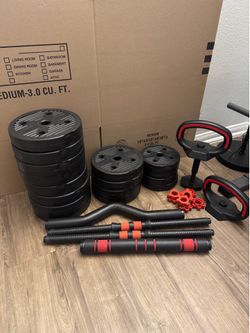 Adjustable Weight Set with Bars and Push-Up Handles