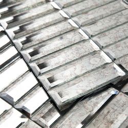 2183: New Adedeo Peel and Stick Mirror Glass Mosaic Tile Self Adhesive 12 x 12 Inch Strip Mirror Tiles for Kitchen Backsplash Bathroom Wall (5 Sheets,